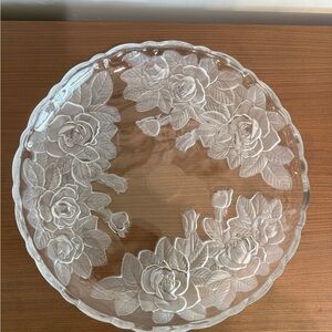 Vintage Mikasa Studio Nova Winter Rose Frosted Glass Serving Platter. 14”